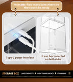 Cubierta Acrilica LED 2 Niveles - Caja Exhibidora - Grande - Multibandeja de Apertura Vertical - 29.3 x 25.4 x 87.9