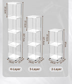 Cubierta Acrilica LED 2 Niveles - Caja Exhibidora - Grande - Multibandeja de Apertura Vertical - 29.3 x 25.4 x 87.9