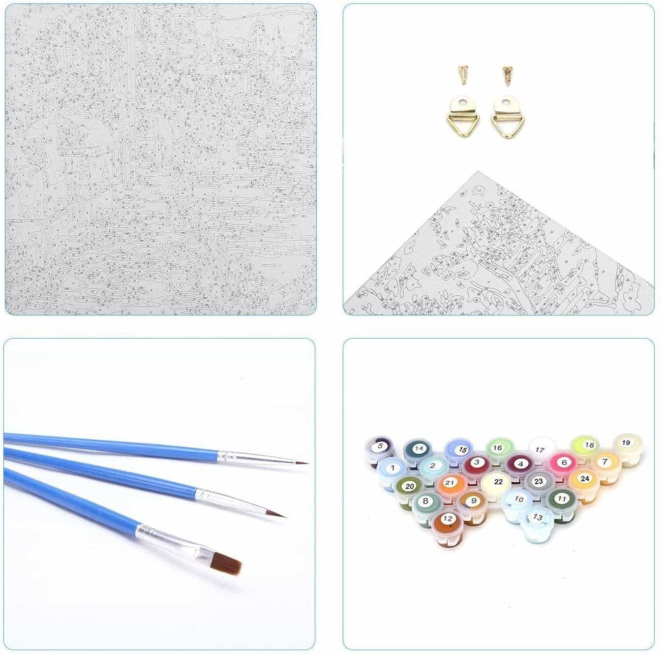 FLORES PINTURA POR NÚMEROS 40X50 CON BASTIDOR