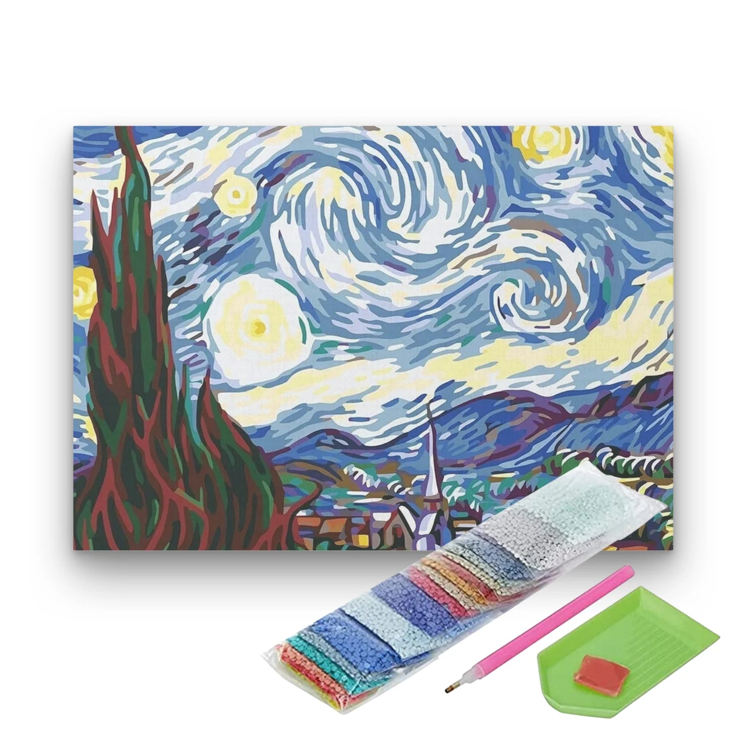 Noche Estrellada Vincent van Gogh 40x50 cm - Pinturas de Diamantes con Bastidor