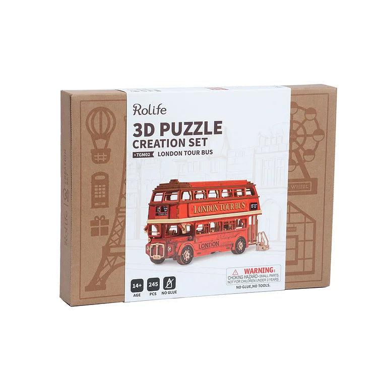 London Tour Bus - Rompecabezas 3D - Maqueta de Madera Rolife