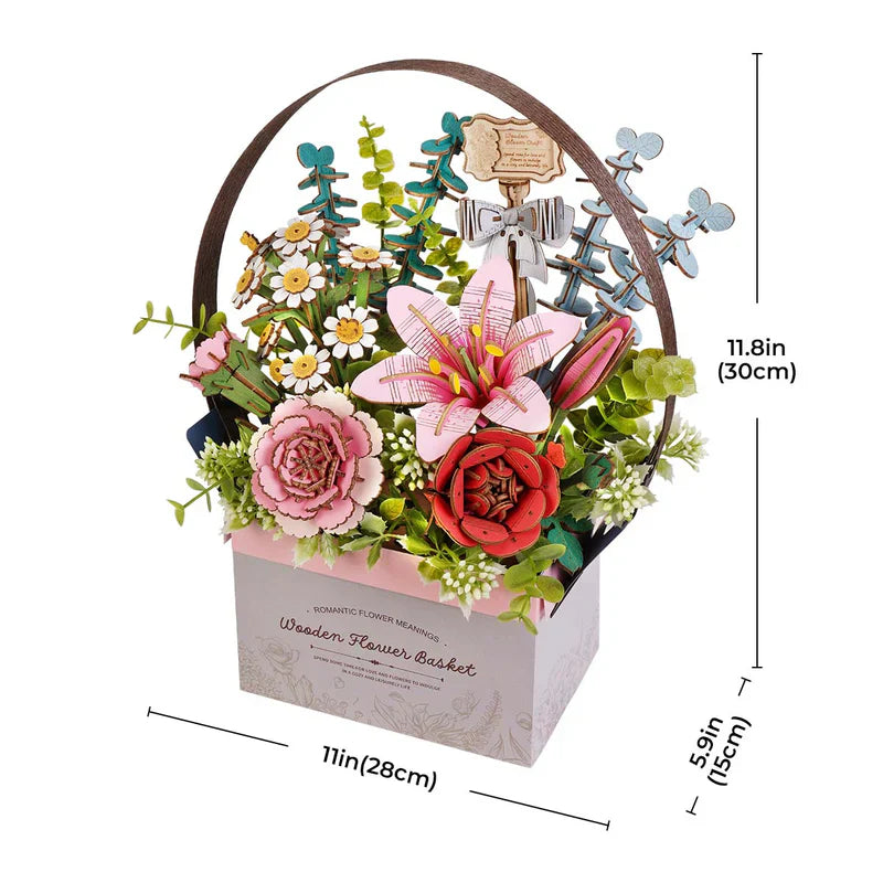 Wooden Flower Basket - Maqueta de Madera Robotime