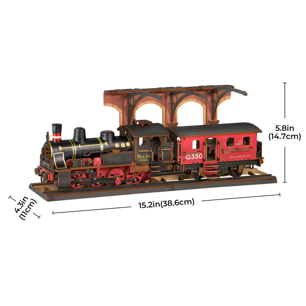 Locomotora y Estación - Steam Journey - Rompecabezas 3D - Maqueta de Madera Rolife