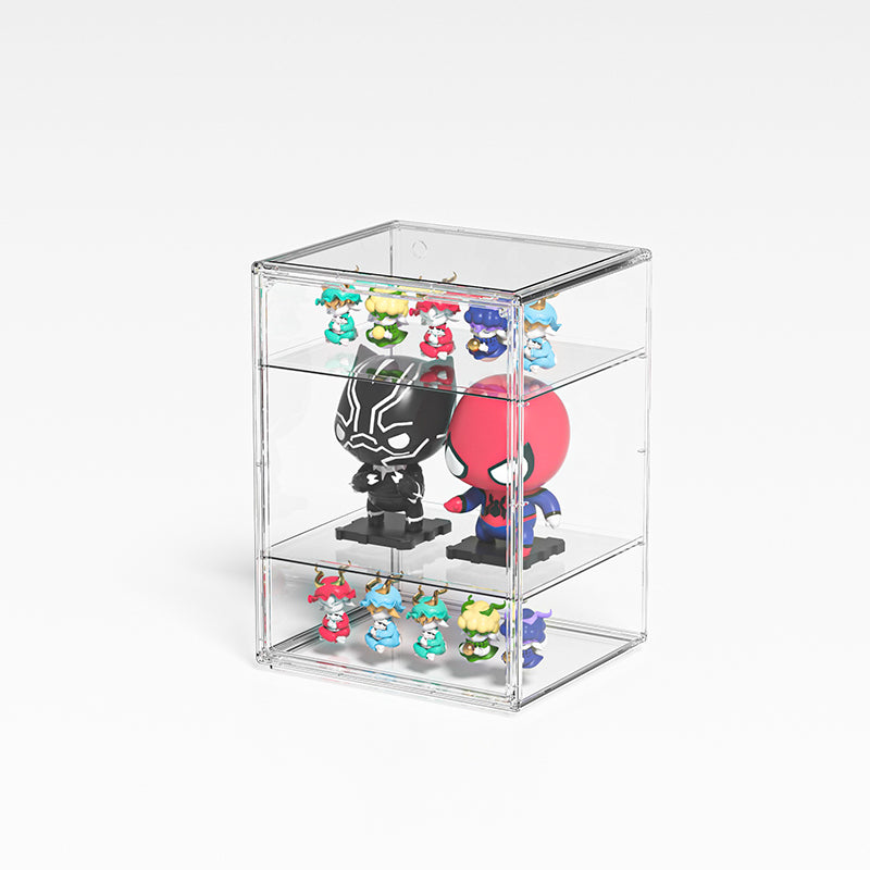 Cubierta Acrilica - Caja Exhibidora - Grande - Multibandeja de Apertura Vertical - 30 x 25 x 40cm