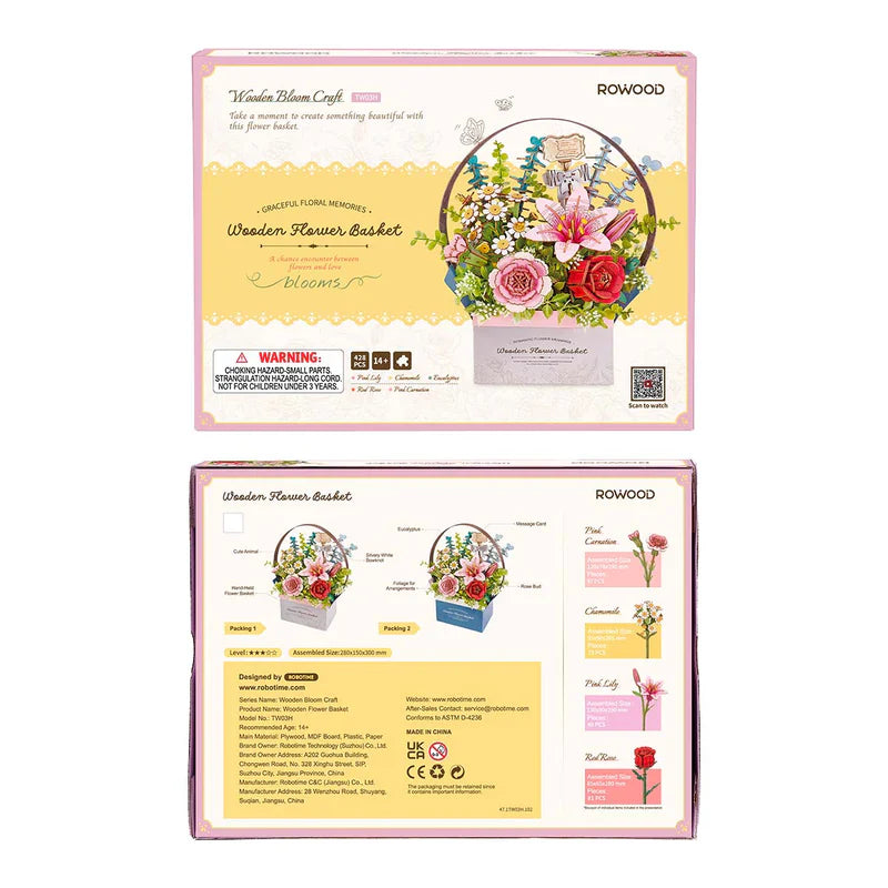 Wooden Flower Basket - Maqueta de Madera Robotime