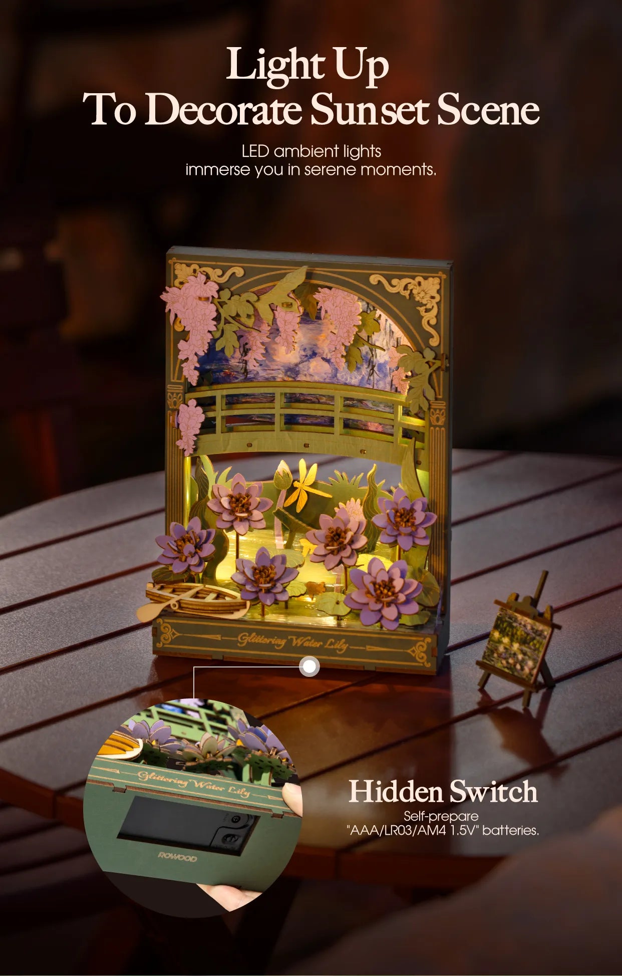 Glittering Water Lily - Rompecabezas 3D - Maqueta de Madera ROWOOD