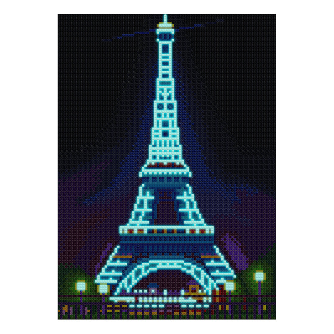 Torre Eiffel Brilla en la Oscuridad (30x40 cm) - Pinturas de Diamantes