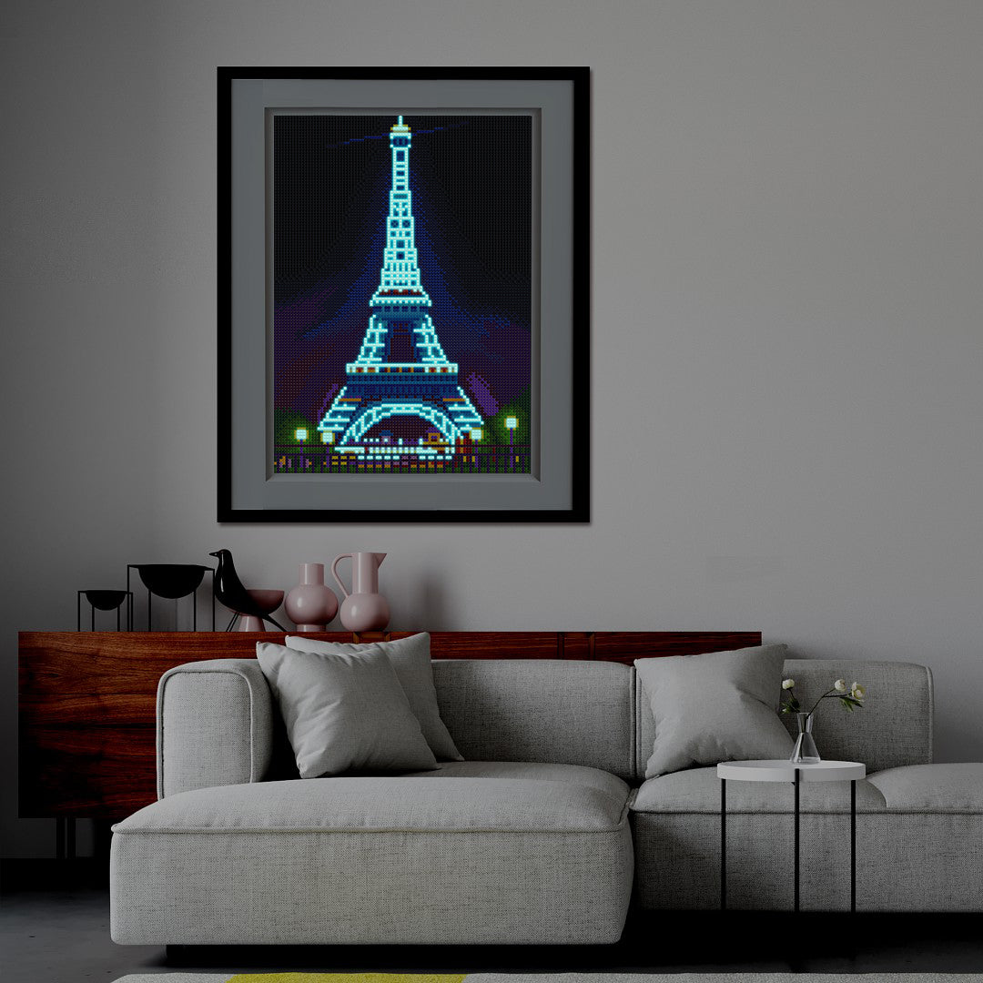 Torre Eiffel Brilla en la Oscuridad (30x40 cm) - Pinturas de Diamantes