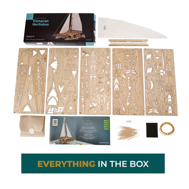Velero - Trimaran Merihobus - Puzzle 3D de Madera - Ugears