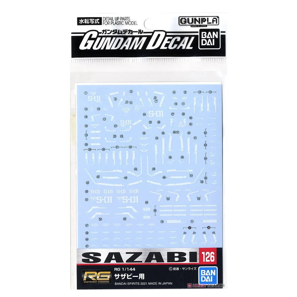 DECALS GUNDAM 126 RG 1/144 SAZABI - Herramientas y Accesorios - Mr. Hobby - Bandai