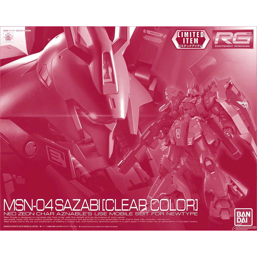 RG 1/144 SAZABI [CLEAR COLOR] - Model Kit Articulado - Bandai