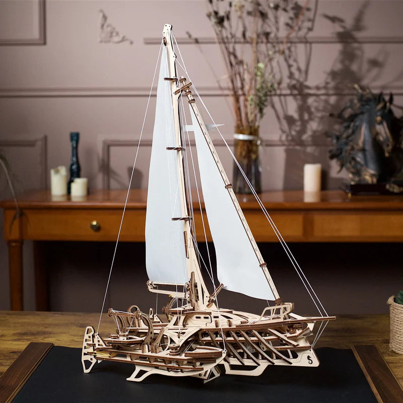 Velero - Trimaran Merihobus - Puzzle 3D de Madera - Ugears
