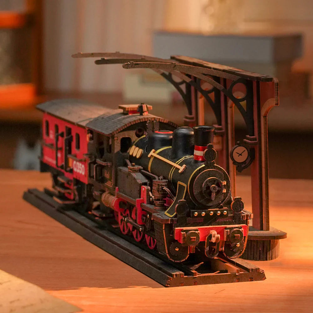 Locomotora y Estación - Steam Journey - Rompecabezas 3D - Maqueta de Madera Rolife