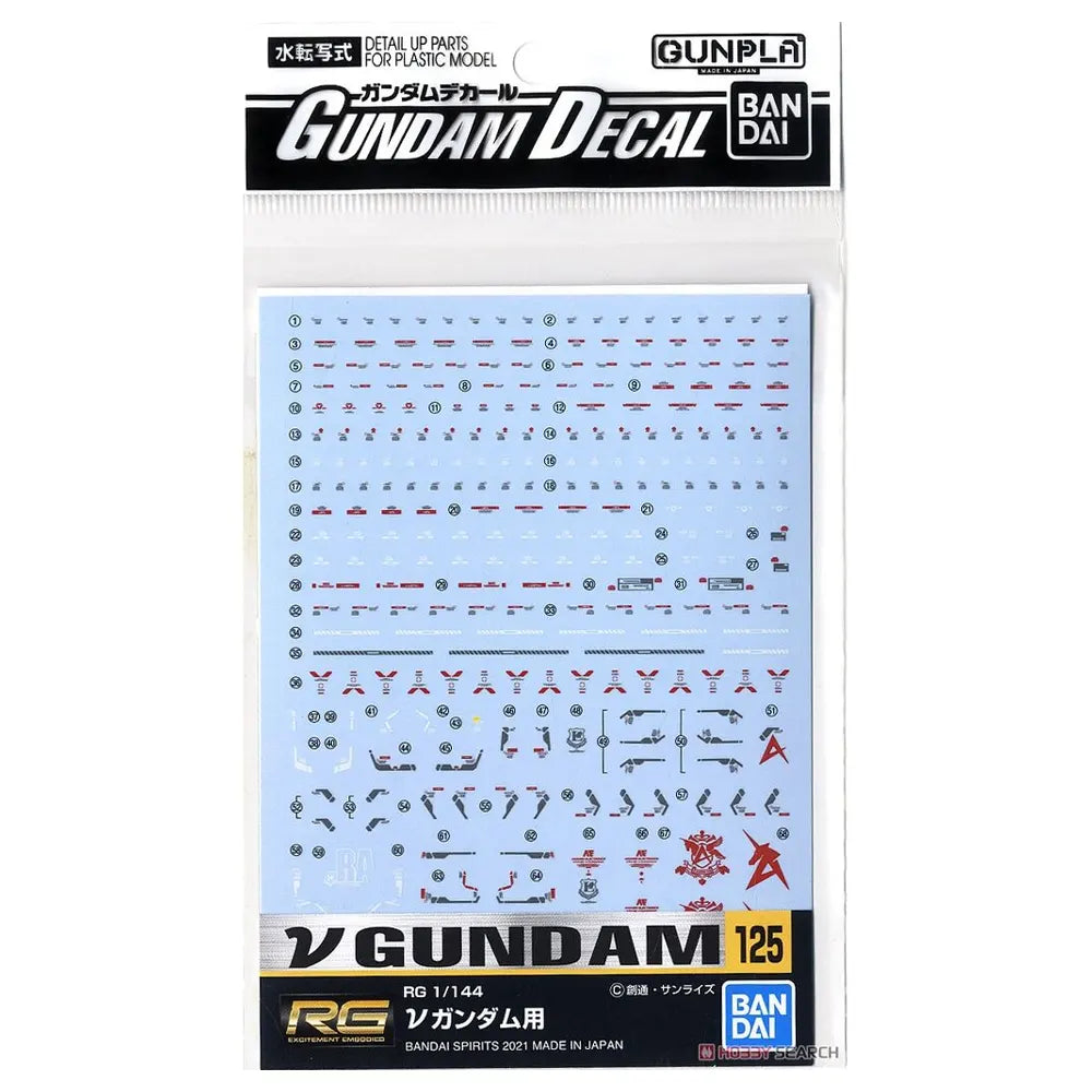 BANDAI GD125 GUNDAM DECAL FOR RG MOBILE SUIT NU GUNDAM