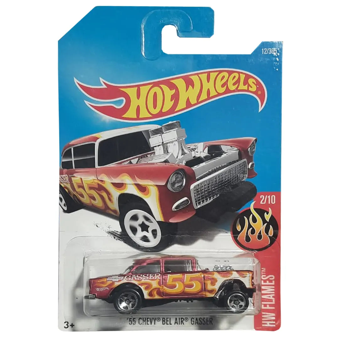 Hot Wheels Boulevard – ’55 Chevy Bel Air Gasser Grigia – Modello In Scala Premium Con Motore Argentato – Auto Giocattolo Da Collezione