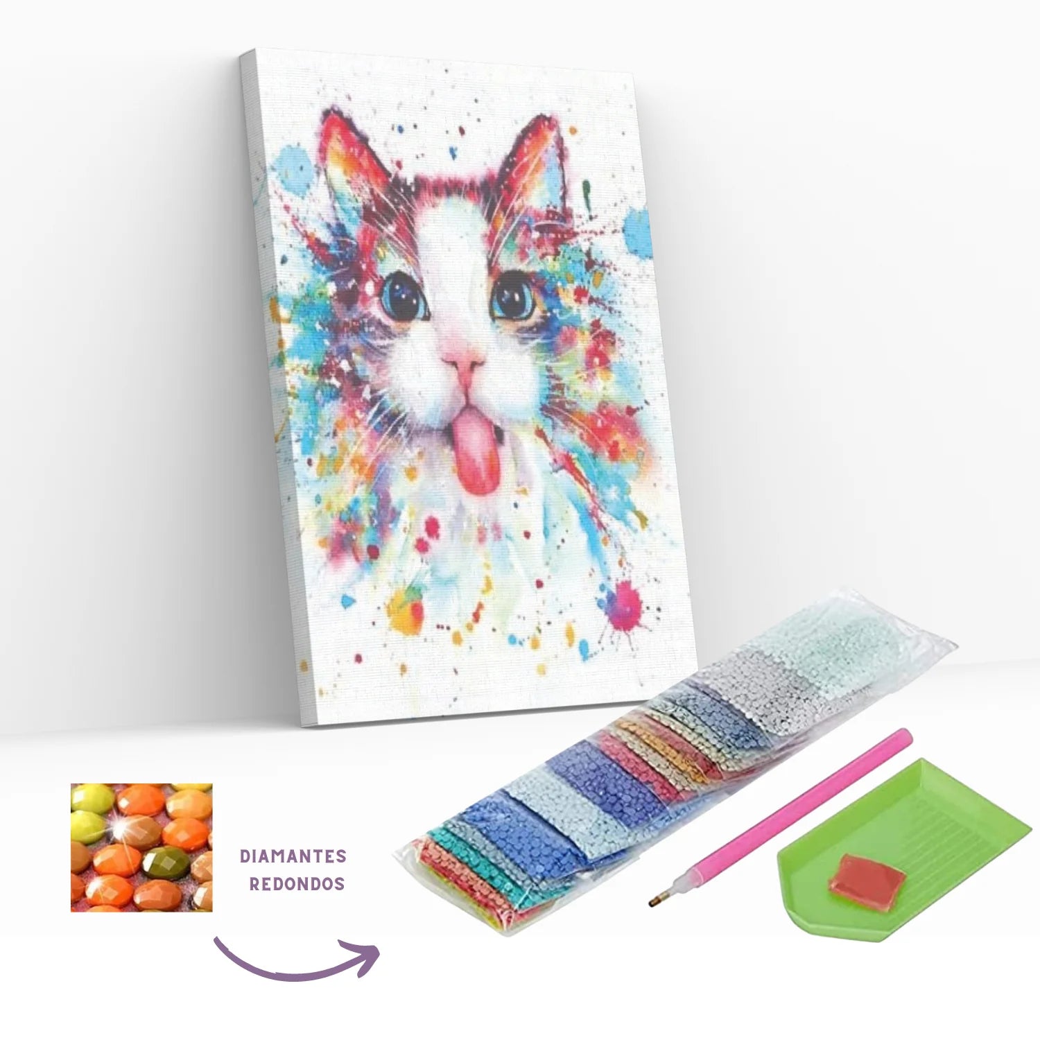 Gatito 40x50 cm - Pinturas de Diamantes con Bastidor