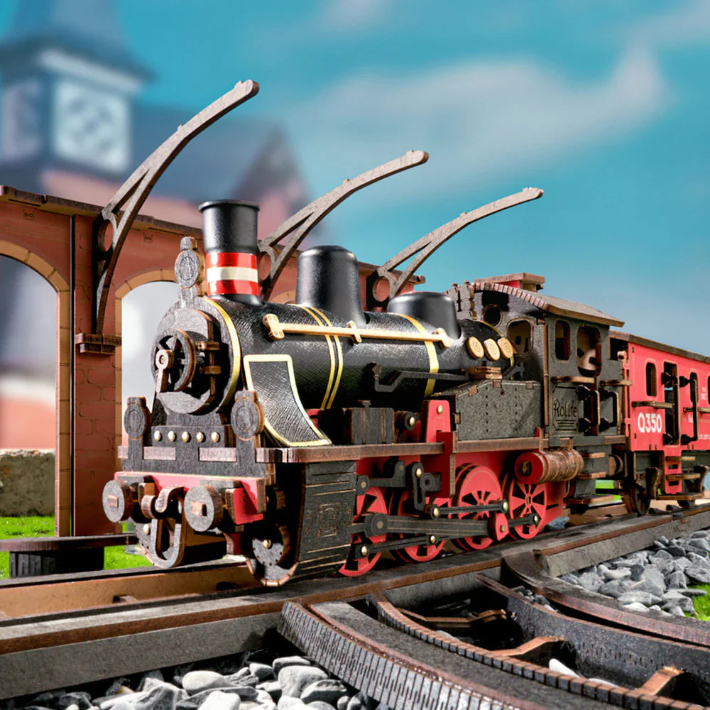 Locomotora y Estación - Steam Journey - Rompecabezas 3D - Maqueta de Madera Rolife
