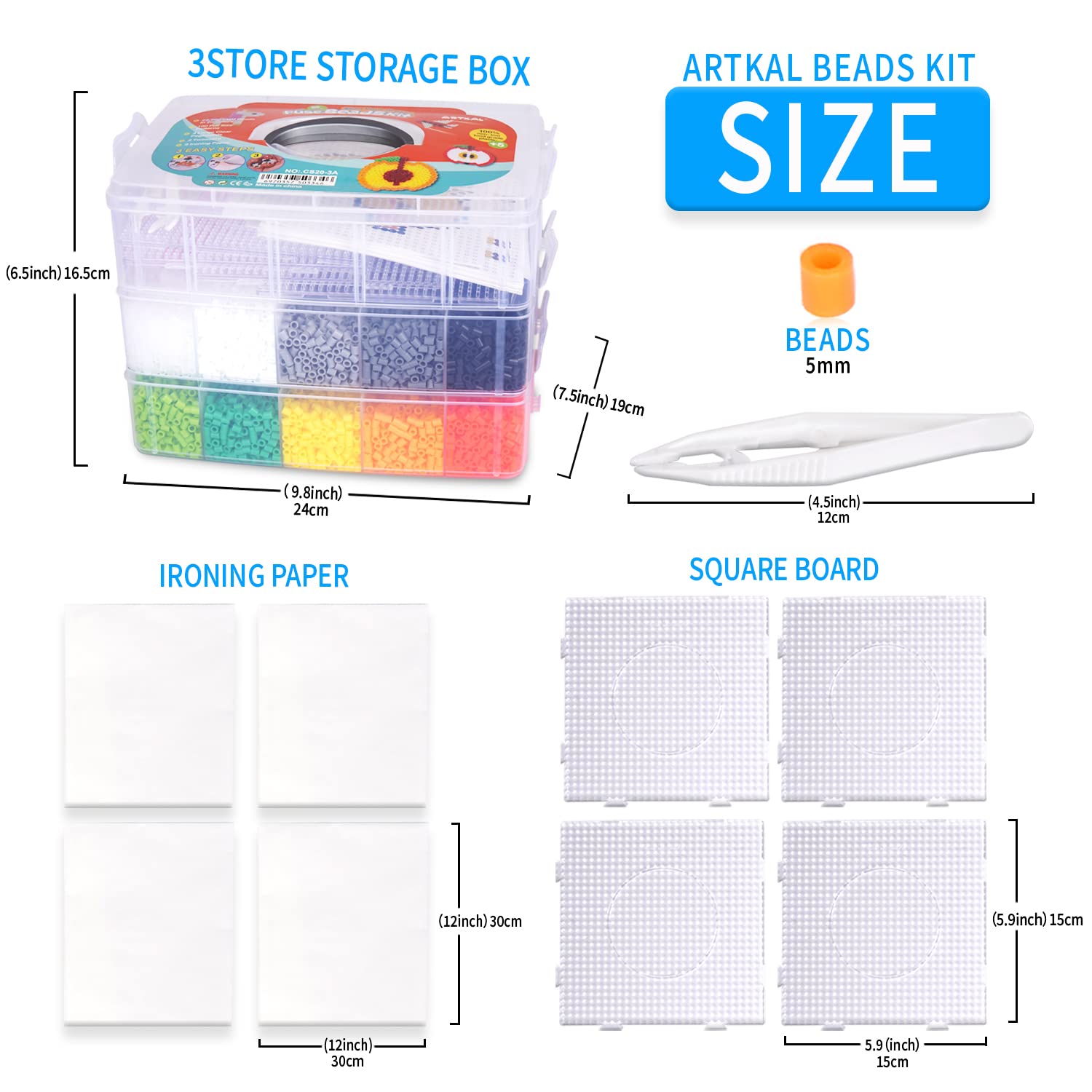 Pack PRO 5mm - 22.000 Piezas - 20 Colores - 4 Placas