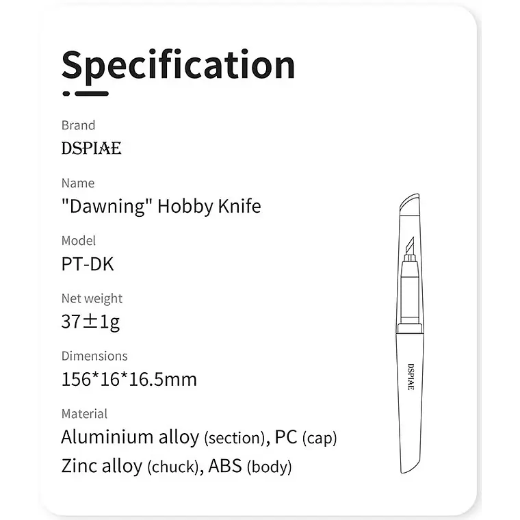 Cuchilla de modelismo (Hobby Knife PT-DK)  - Herramientas Model Kit - Dspiae