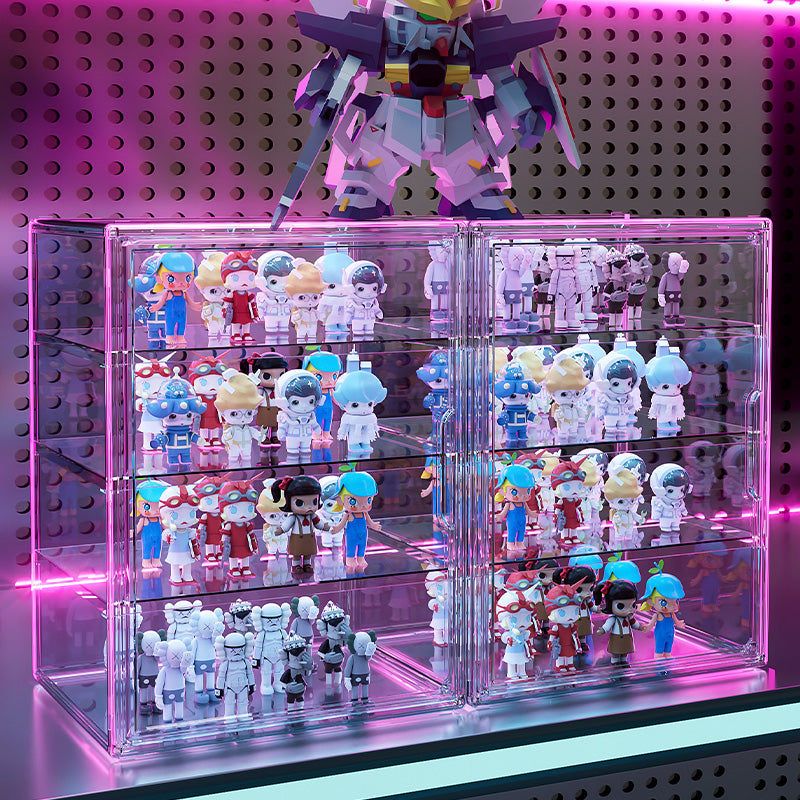 Cubierta Acrilica - Caja Exhibidora - Grande - Multibandeja de Apertura Horizontal - 27 x 22 x 36cm