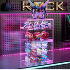 Cubierta Acrilica - Caja Exhibidora Horizontal  - Grande - Multibandeja de Apertura Vertical - 36 x 22 x 27 cm