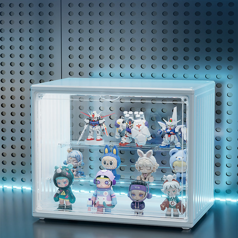 Cubierta Acrilica Mediana - 27 x 18 x 22 cm - Caja Exhibidora Horizontal - Multibandeja de Apertura Vertical