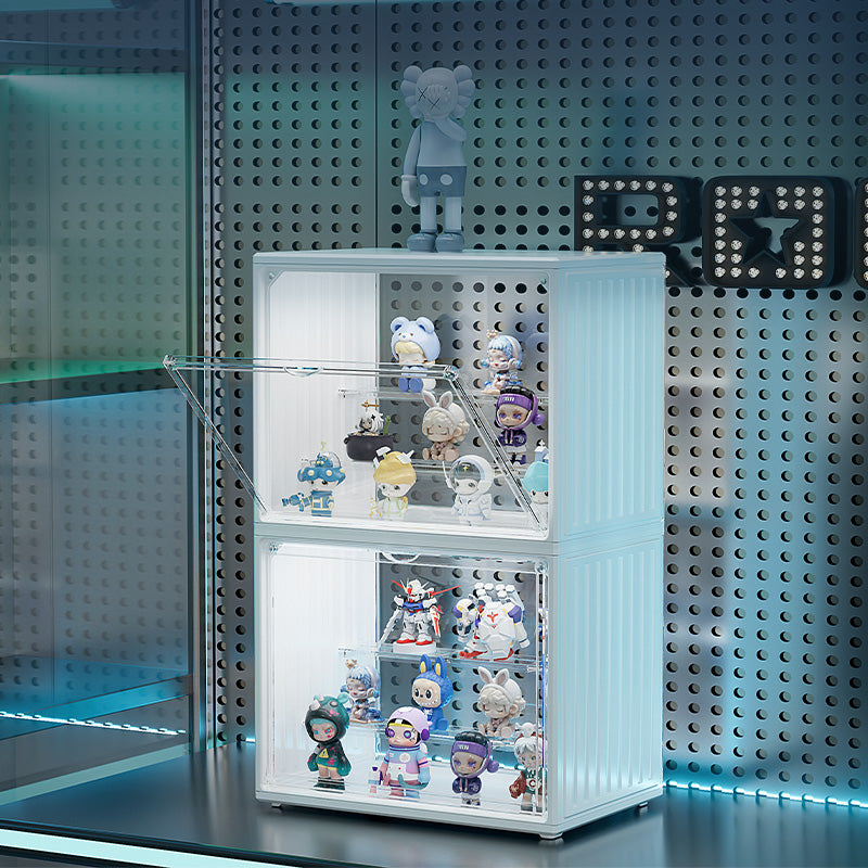 Cubierta Acrilica Mediana - 27 x 18 x 22 cm - Caja Exhibidora Horizontal - Multibandeja de Apertura Vertical