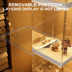 Cubierta Acrilica LED 3 Niveles - Caja Exhibidora - Grande - Multibandeja de Apertura Vertical - 29.3 x 25.4 x 128.4cm