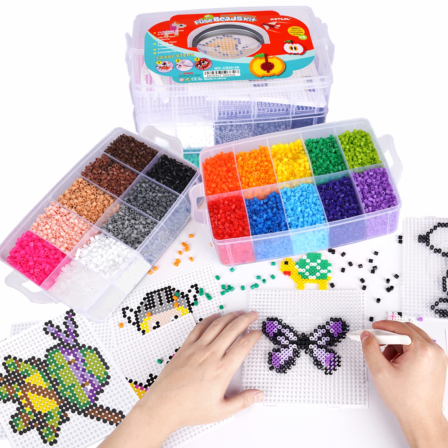 Pack PRO 5mm - 22.000 Piezas - 20 Colores - 4 Placas