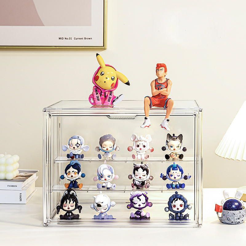 Cubierta Acrilica - Caja Exhibidora - Mediana - Multibandeja de Apertura Vertical - 36.3 x 24 x 27 cm