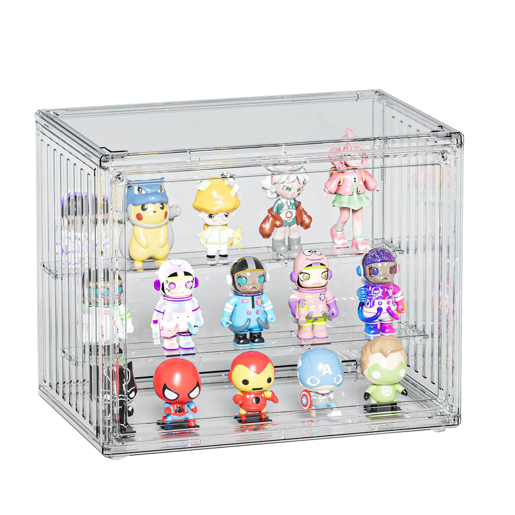 Cubierta Acrilica Mediana - 27 x 18 x 22 cm - Caja Exhibidora Horizontal - Multibandeja de Apertura Vertical