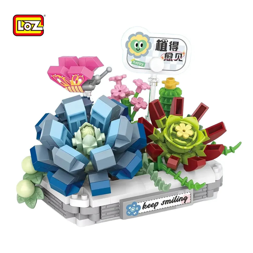 Blue Snow Lotus Potted - Armables con Bloques - Micro Block - LOZ