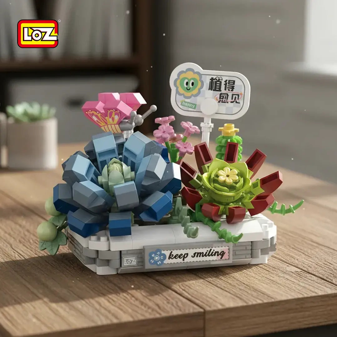 Blue Snow Lotus Potted - Armables con Bloques - Micro Block - LOZ