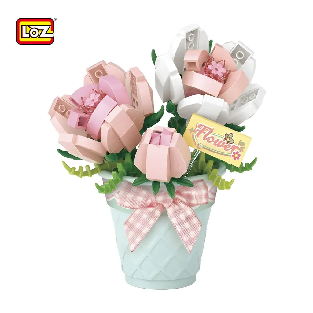Rosas Rosadas - Armables con Bloques - Micro Block - LOZ