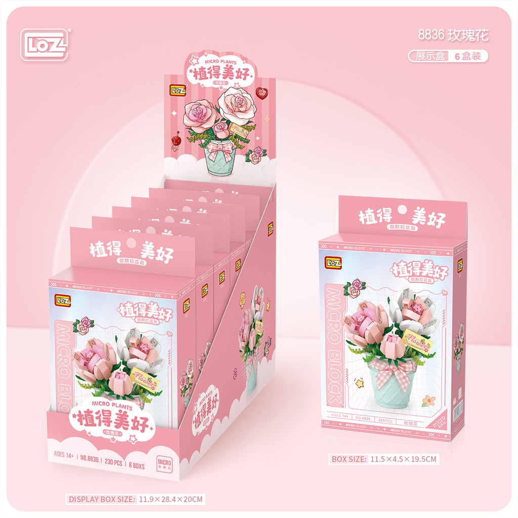 Rosas Rosadas - Armables con Bloques - Micro Block - LOZ