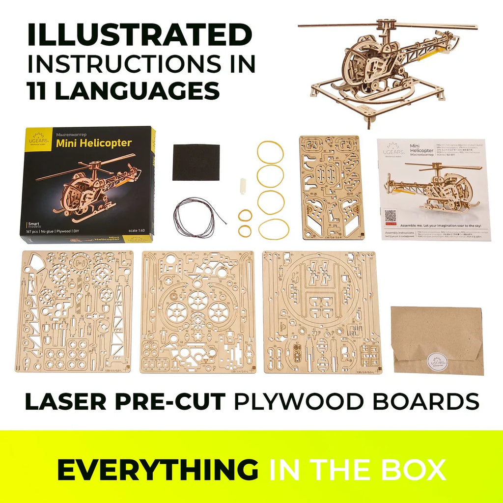 Mini Helicopter - Maqueta de Madera - Ugears