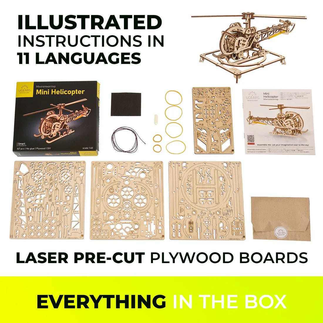 Mini Helicopter - Maqueta de Madera - Ugears