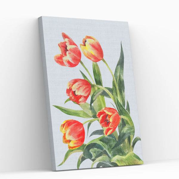 Flores Tulipanes Rojos 25x35 cm - Pinturas por Número con Bastidor