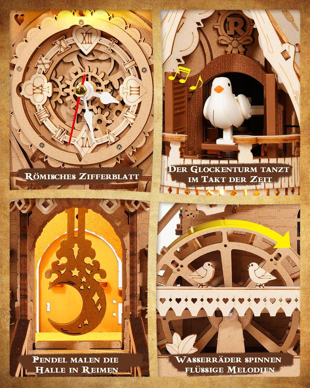 Reloj Cuckoo (Wood Color) - Maqueta de Madera ROKR