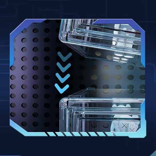 Cubierta Acrilica - Caja Exhibidora - Grande - Multibandeja de Apertura Horizontal - 27 x 22 x 36cm