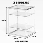 Cubierta Acrilica - Caja Exhibidora - Grande - Multibandeja de Apertura Vertical - 30 x 25 x 40cm