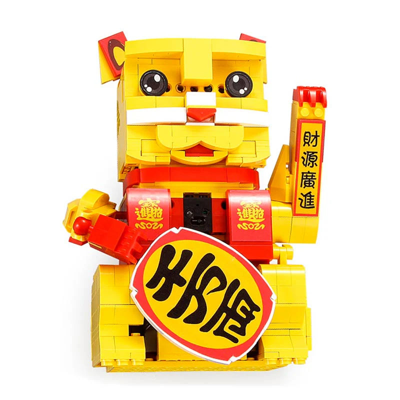 Alcancía Autómata Gato de la Suerte - Armable de Bloques - CADA