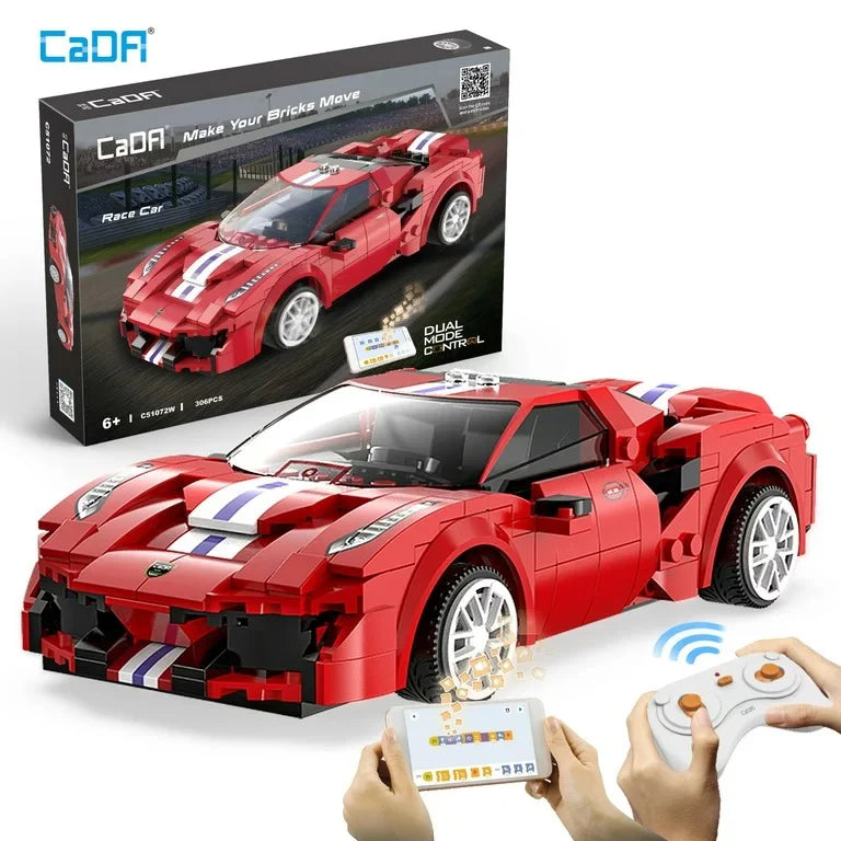 Auto Radio Control Red Race Car - Armable de Bloques - CADA