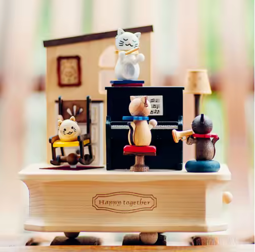 Cajita Musical - Cat Play Piano - Wooderful Life