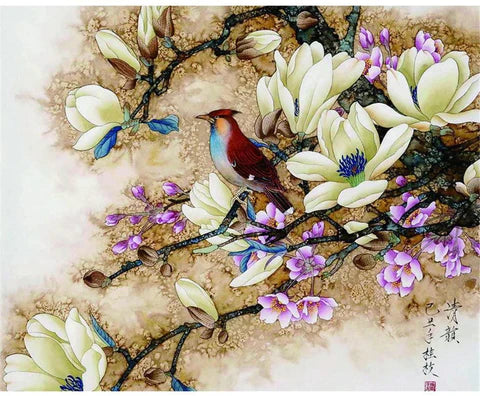 Pájaro en Flor (40x50 Cm) - Pintura Por Número