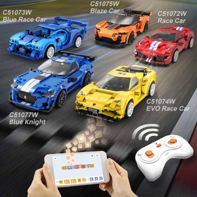 Auto Radio Control Red Race Car - Armable de Bloques - CADA