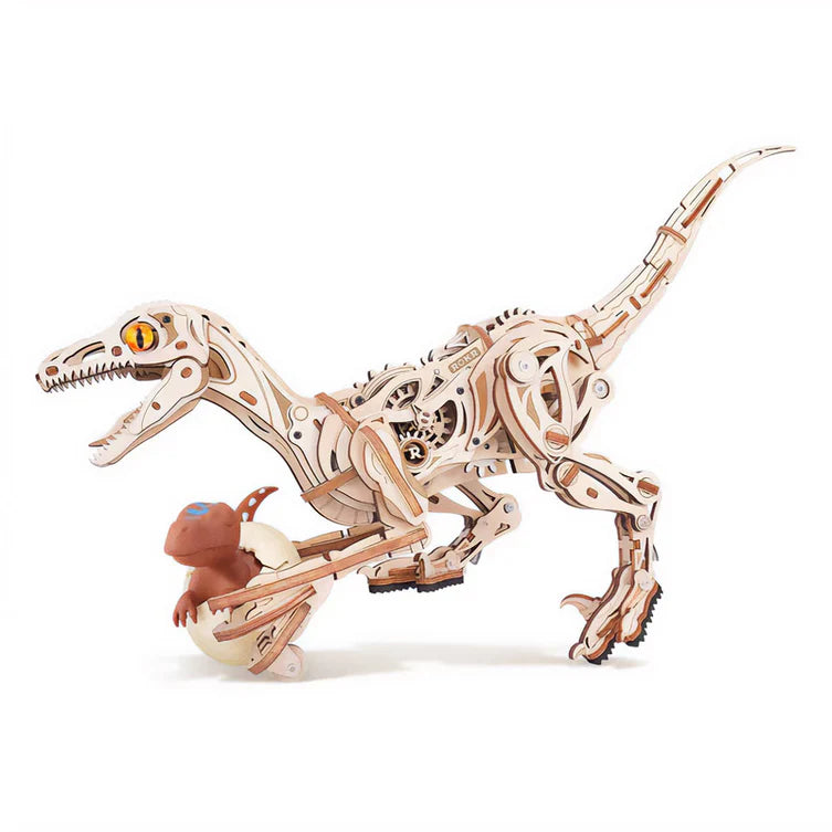 Velociraptor Dinosaurio - Maqueta de Madera ROKR