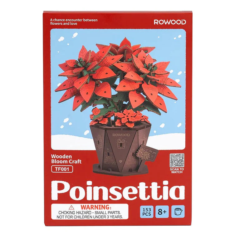 Flor Corona del Inca Poinsettia - Rompecabezas 3D - Maqueta de Madera Rowood