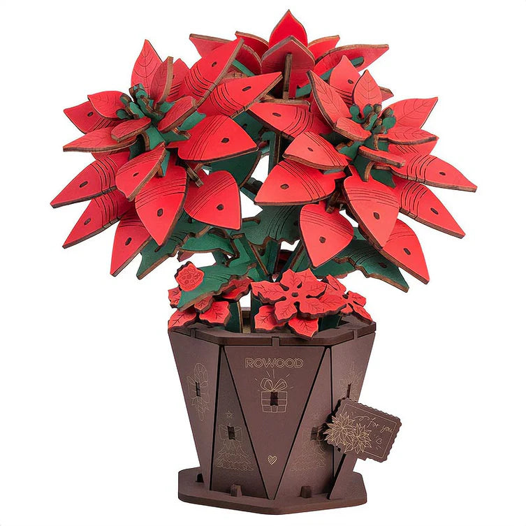 Flor Corona del Inca Poinsettia - Rompecabezas 3D - Maqueta de Madera Rowood