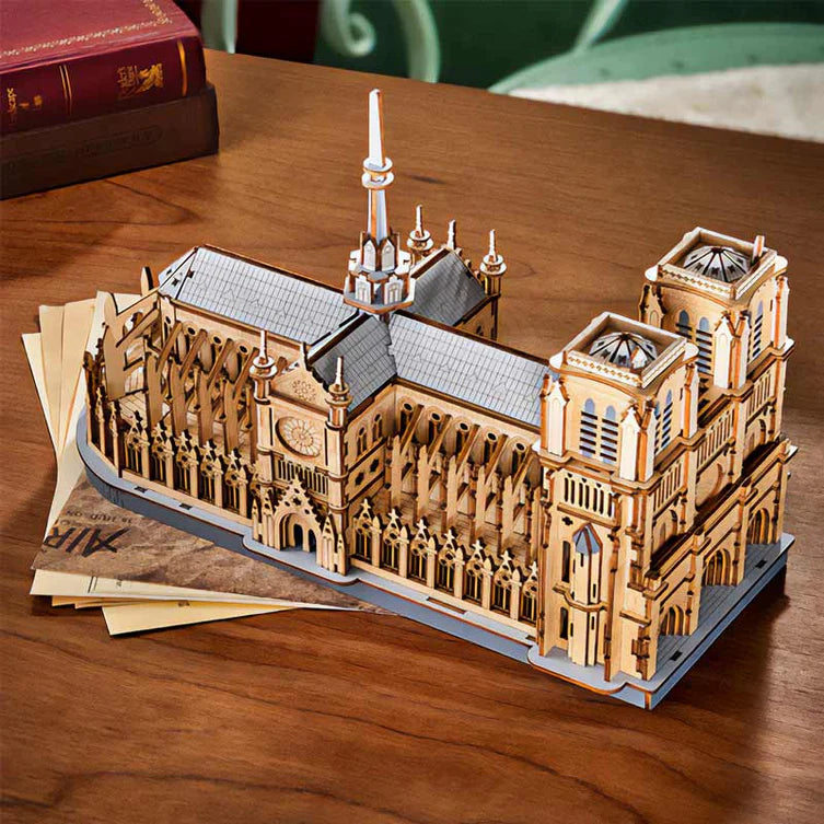 Notre Dame Paris Cathedral - Rompecabezas 3D - Maqueta de Madera ROWOOD